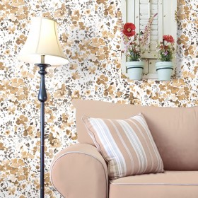 PAPEL PINTADO Flores modernas Naranja