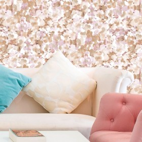 PAPEL PINTADO Flores románticas Rosa y Beige