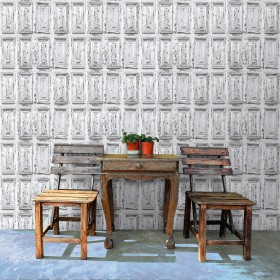PAPEL PINTADO Cuarterones decapados blanca