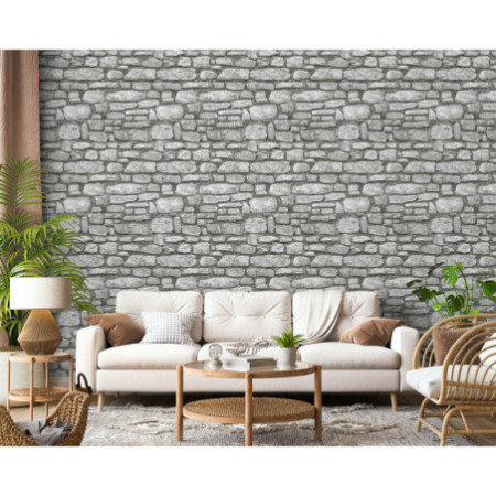 PAPEL P. 3 METROS AUTOADHESIVO. STONES GRIS PIEDRA