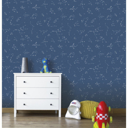 PAPEL P. 3 METROS AUTOADHESIVO INFANTIL. CONSTELLATION AZUL