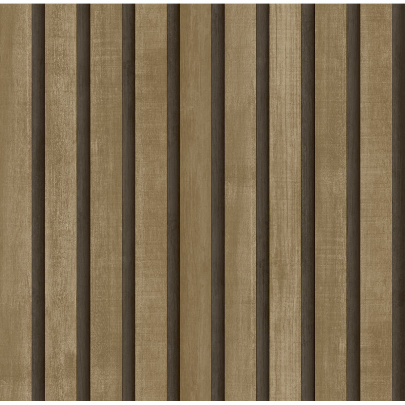 PAPEL PINTADO TEXTURA IMPRESA SLAT WALL MARRON, NEGRO MARRON, NEGRO