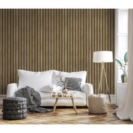 PAPEL PINTADO TEXTURA IMPRESA SLAT WALL MARRON, NEGRO MARRON, NEGRO