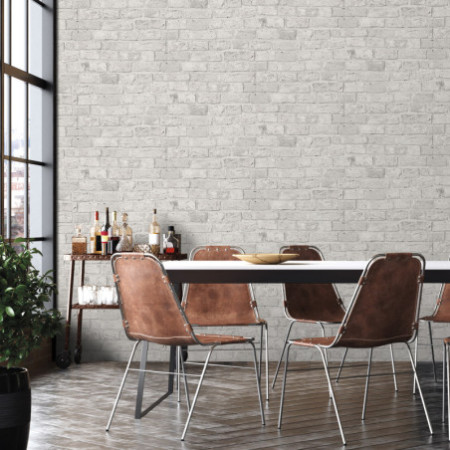 PAPEL PINTADO TEXTURA IMPRESA BRICKWALL BLANCO BLANCO