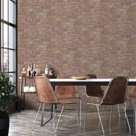 PAPEL PINTADO TEXTURA IMPRESA BRICKWALL TERRACOTA TERRACOTA