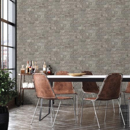 PAPEL PINTADO TEXTURA IMPRESA BRICKWALL GRIS OSCURO GRIS OSCURO