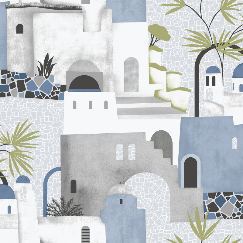 PAPEL PINTADO MEDITERRANEAN AZUL AZUL