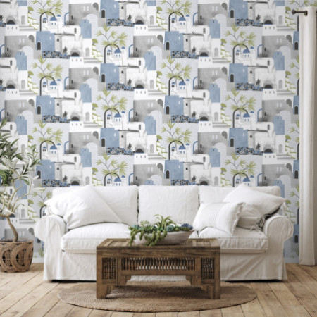 PAPEL PINTADO MEDITERRANEAN AZUL AZUL