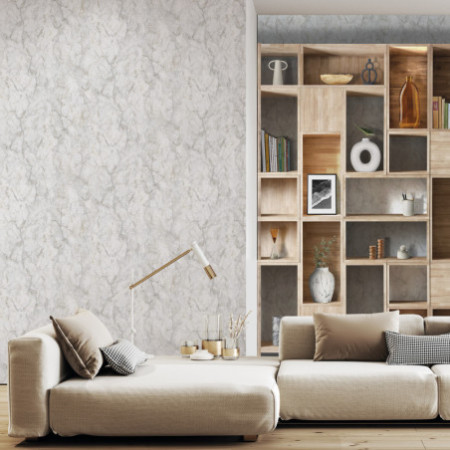 PAPEL PINTADO TEXTURA IMPRESA MARBLEOUS BLANCO BLANCO