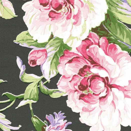 PAPEL PINTADO Flor clásica Negro